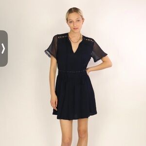 Reiss Navy Lace Trim Mini Dress